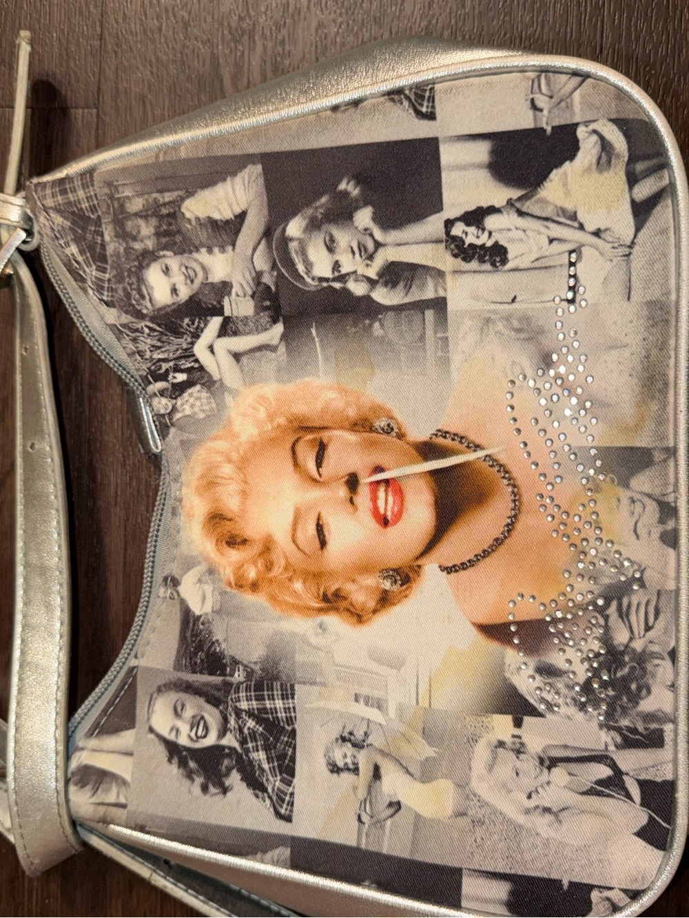 2YK 
Marilyn Monroe Silver Cosmetic Wristlet with Photo Collage